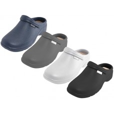 S2390-M - Wholesale Men's " Sport " Close Toe Rubber Nursing Clogs ( *Asst. Black, White, Navy & Gray )